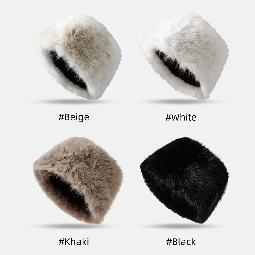 أزياء تقليد الفراء الاصطناعي الفراء قبعة دافئة سدادات حماية الأذن قبعة أفخم قبعة دلو سميكة لطيف قبعة الشتاء في الهواء الطلق #3