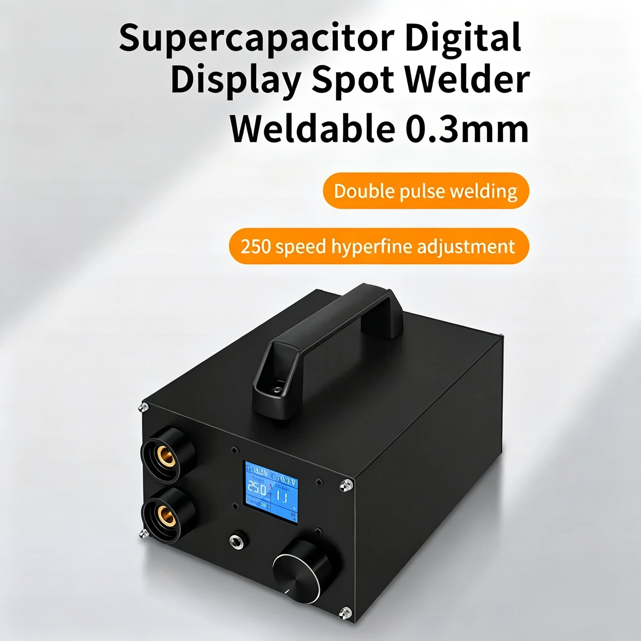 250 Gear Adjustable Battery Spot Welder Double Capacitor Dual Pulse Spot Welding Equipment for 0.3mm Nickel Plate 18650 Cell