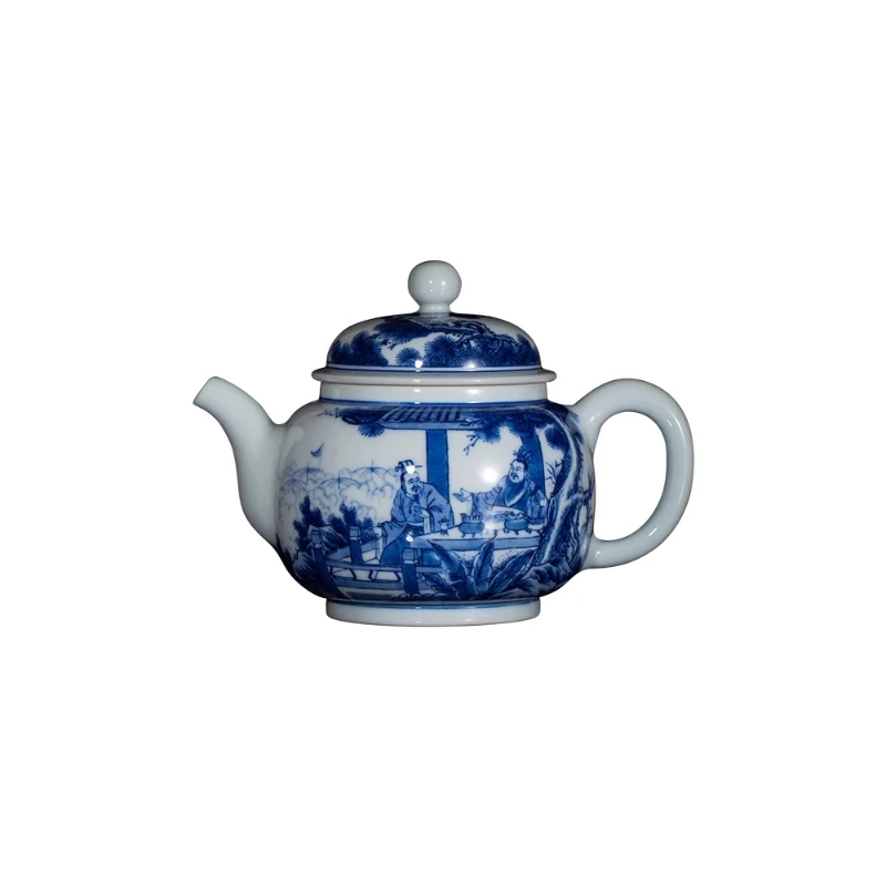 

Zhongjiayao ceramic teapot, Jingdezhen hand-painted characters cooking wine on heroes 260ml