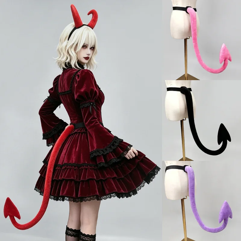 Gothic Bat Devil Tail Prop for Cosplay Halloween, Vampire Demon Costume Accessory for Comic Con Party Subculture Event