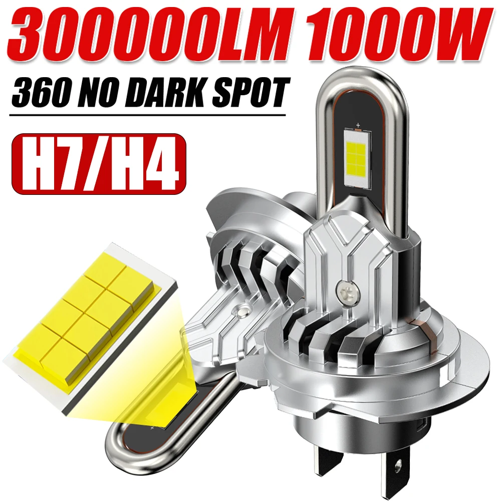 

2Pcs Turbo H7 H4 LED High Low Beam Headlamp Canbus Error Free Car Headlight H7 LED CSP Chip Automobile Driving Lamp 1600000LM