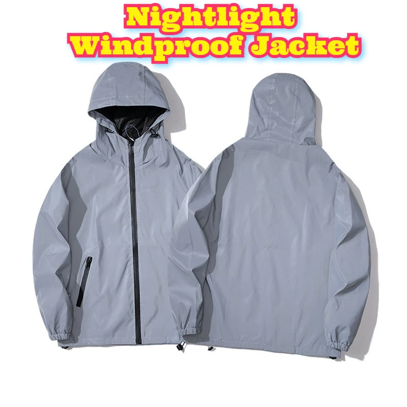 سترة متوهجة داكنة مقاومة للرياح للجنسين معطف عاكس للخريف ملابس رياضية خارجية للزوجين ملابس يابانية خفيفة الوزن للدراجات النارية