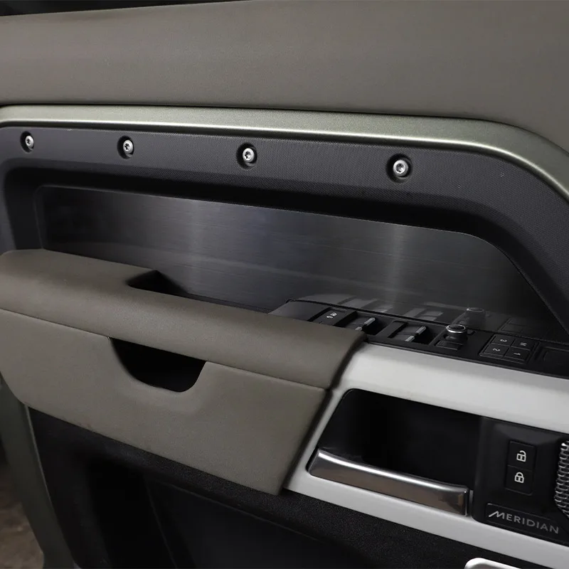 لاند روفر ديفندر 110 2020-2025 الفولاذ المقاوم للصدأ الأسود باب السيارة الداخلي لوحة تزيين ملصق اكسسوارات السيارات الداخلية