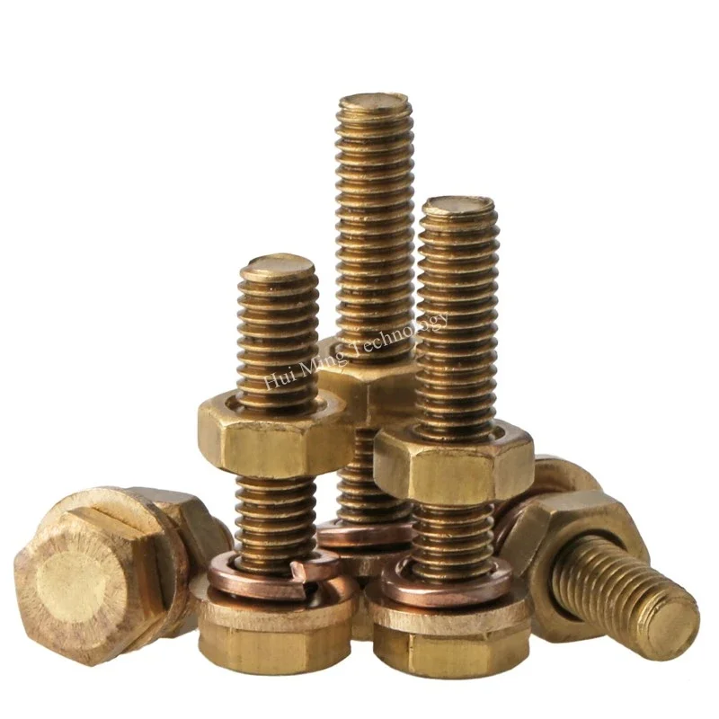 Bolt Brass Copper Hex Socket Head Screw Flat Pad Fixed Nut Set Washer M4 M5 M6 M8 M10 M12 Extended Spring Combination Screws