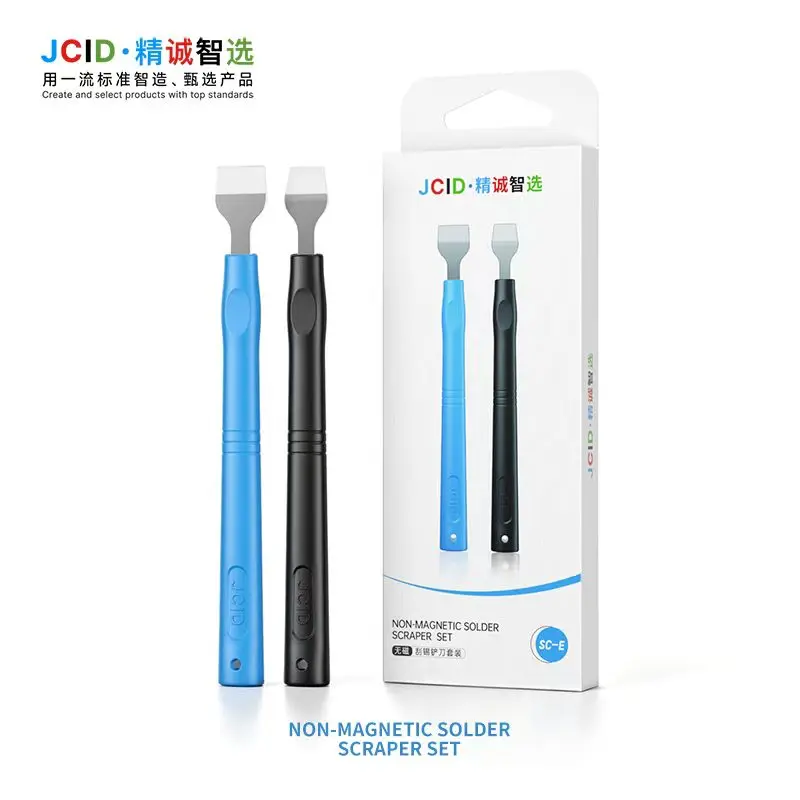 JCID SC-02 Non Magnetic Solder Scraper Set 2Pcs Premium Stainless Steel Scraping Tool for Phone PCB Soldering Rework Repair