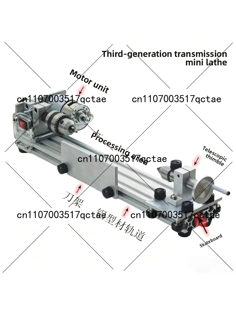 Multifunctional Micro Lathe Adjustable Mini Grinding Polishing Machine Woodworking Lathe With B12 1.5-10MM Chuck 775 80W Motor
