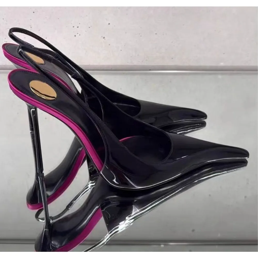 Women Sexy Pointed Toe High Heeled Shoes for Woman's Thin Heels Slip-On Summer Pumps Luxury Lady Black Wedding Party Sandal
