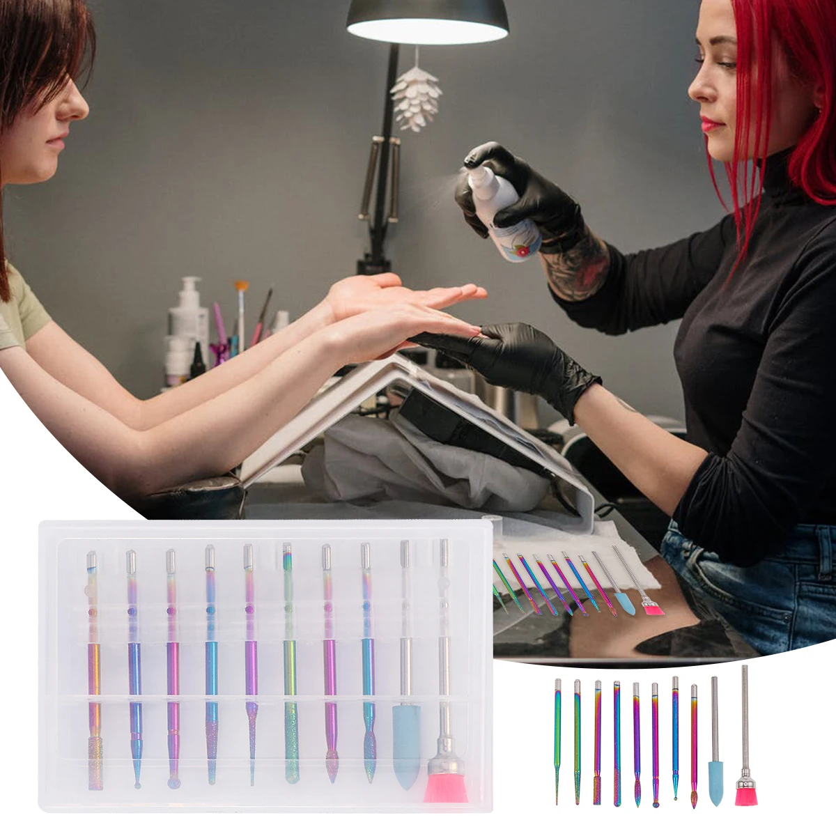 

10pcs Bits Set for Manicure Polishing Head Tools Buffing Grinding Heads Nail Grinding Heads Electric Nail File Machine