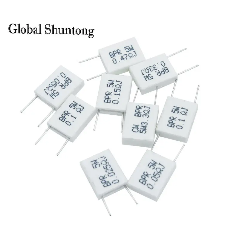 20Pcs Non-Inductive Cement Resistor 5W Resistance 0.01 0.02 0.05 0.1 0.2 0.22 0.33 0.5 Ohm  Resistencias Electronica