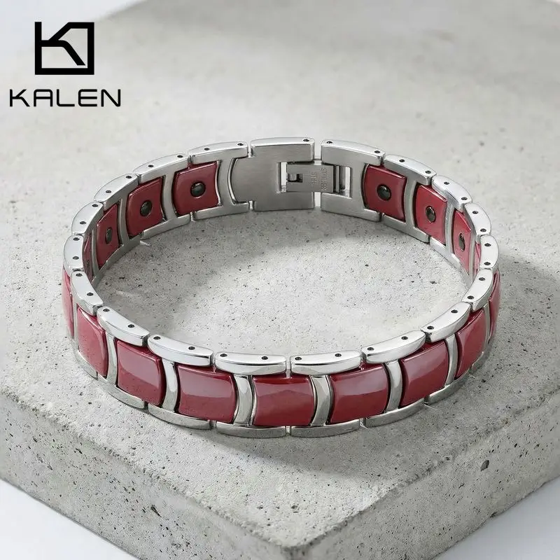 

KALEN Men's Stainless Steel Ceramic Magnetic Bracelet Healthy Accessories For Professional Men Fashion Jewelry Party Gifts