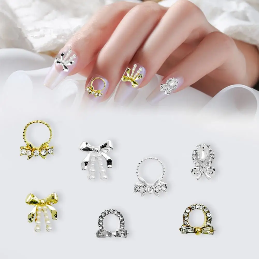 10Pcs Good Nail Ornaments  Creative Shape Eye-catching Nail Accessories  Bow-Knot DIY Nail Jewelry Manicure Designs