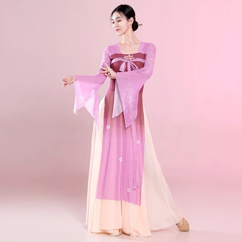 Danza classica Stile etnico Spettacolo teatrale Pratica quotidiana Abito Fata Dancewear Stile cinese Folk Hanfu Abbigliamento Yangko