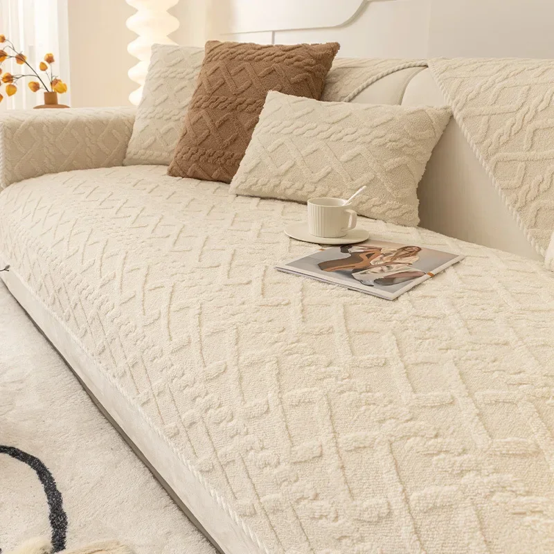 Sofa Cushion Winter Plush Non-slip Thickened New Sofa Cover All-inclusive Universal Blanket Cover Towel Cloth Cushion