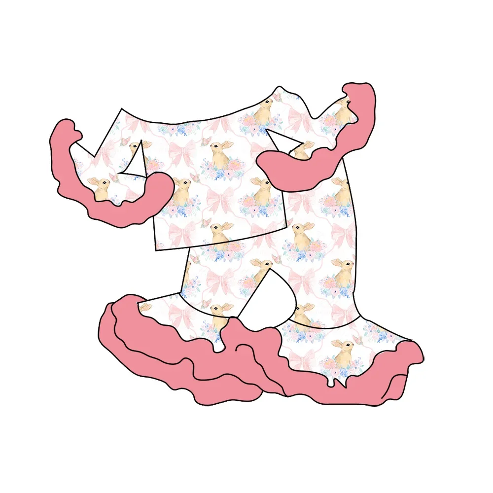 New Girls Easter Outfits Boutique Milk Silk Mardi Gras Customize Other Children's clothing Long Sleeves Strawberry Sets