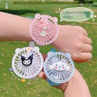 Sanrio Cartoon Kuromi Watch Fan Mini Cute Portable Summer Fashion Children's Fan Fold High Wind Charge Usb Student Birthday Gift