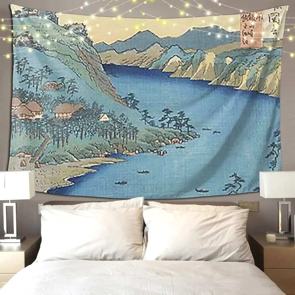 Province Of Totomi Lake Hamana, By Utagawa Hiroshige Tapestry Hippie Wall Hanging Home Tapestries for Room Bedroom Dorm Room