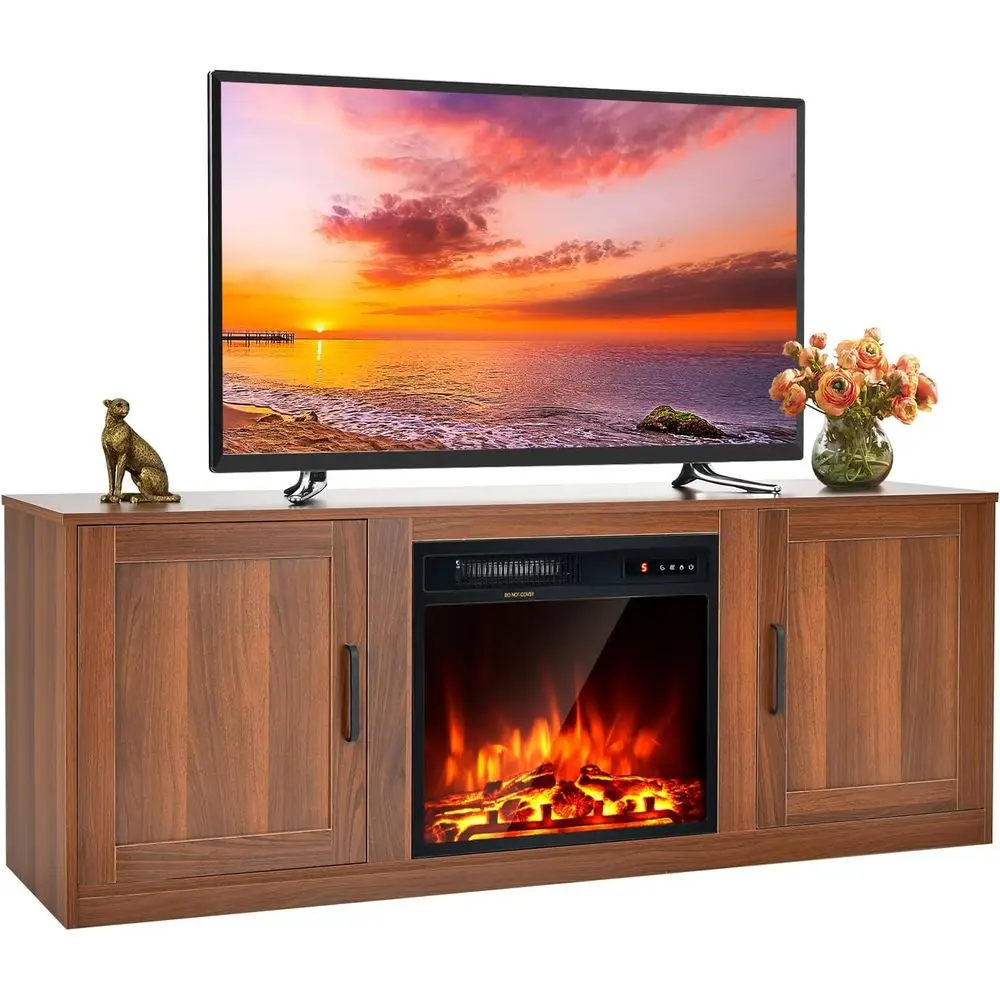 

Тумба под телевизор с имитацией камина для телевизоров до 65 дюймов, с имитацией камина 18 дюймов мощностью 1500 Вт, встроенным термостатом, 5 уровнями яркости, пультом дистанционного управления