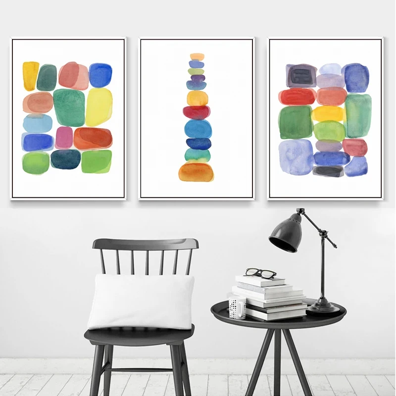 Simple Watercolor Color Mix and Match Art Canvas Poster Child Abstract Painting Print Picture Kindergarten Studio Decoration