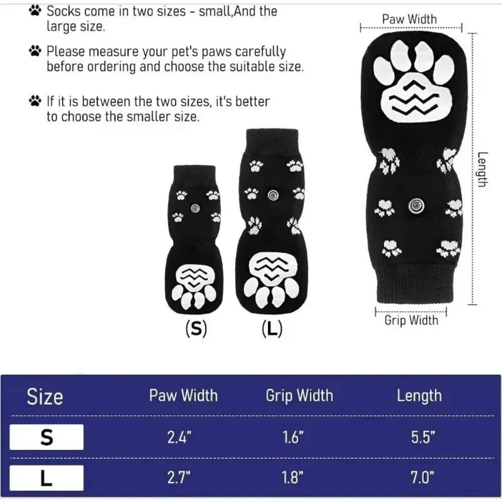 4Pcs/set Anti Slip Dog Socks with Straps Traction Control for Indoor on Hardwood Floor Wear Pet Paw Protector for Small Dogs Pet - view 6