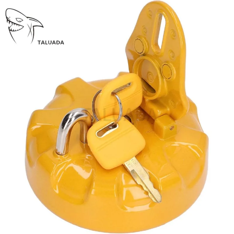 Easy Installation Yellow Locking Fuel Cap For HD200 Excavator Diesel Engine Stainless Steel Sealing Fuel Tank Cover With Keys