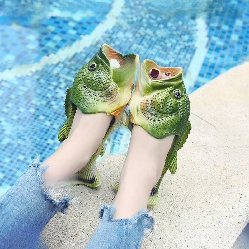 

Funny Slippers Man Footwear Family Shoes Parent-child Sandals Plus Size 24-47 Summer Beach Shoes Boys Unisex Fish Slippers