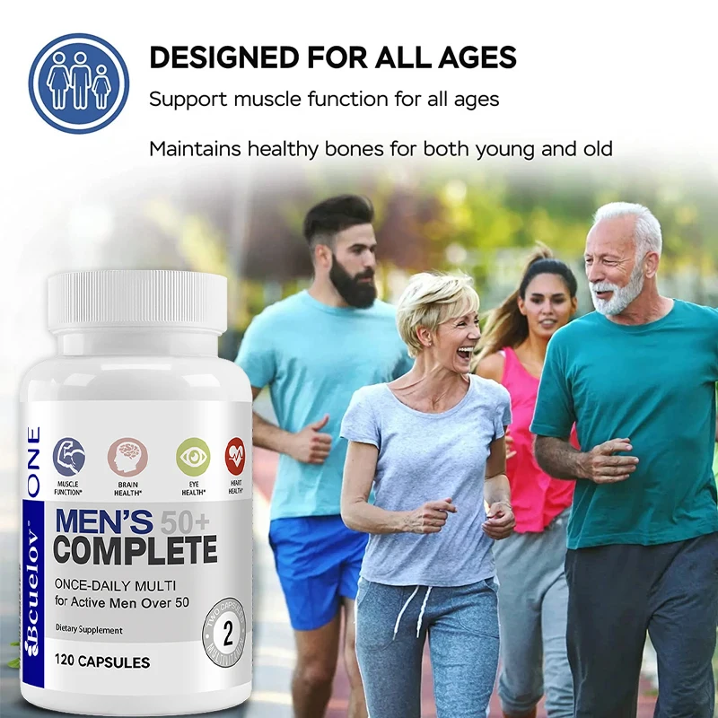 Men's 50+ Multivitamin - Daily Nutritional Supplement Provides Energy and Endurance Supports Heart, Brain Health and Vitality