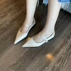 New Spring Shoes Women's Fashion Vintage Satin Low Heel Pointed Shallow Cut Mary Jane Single Shoes