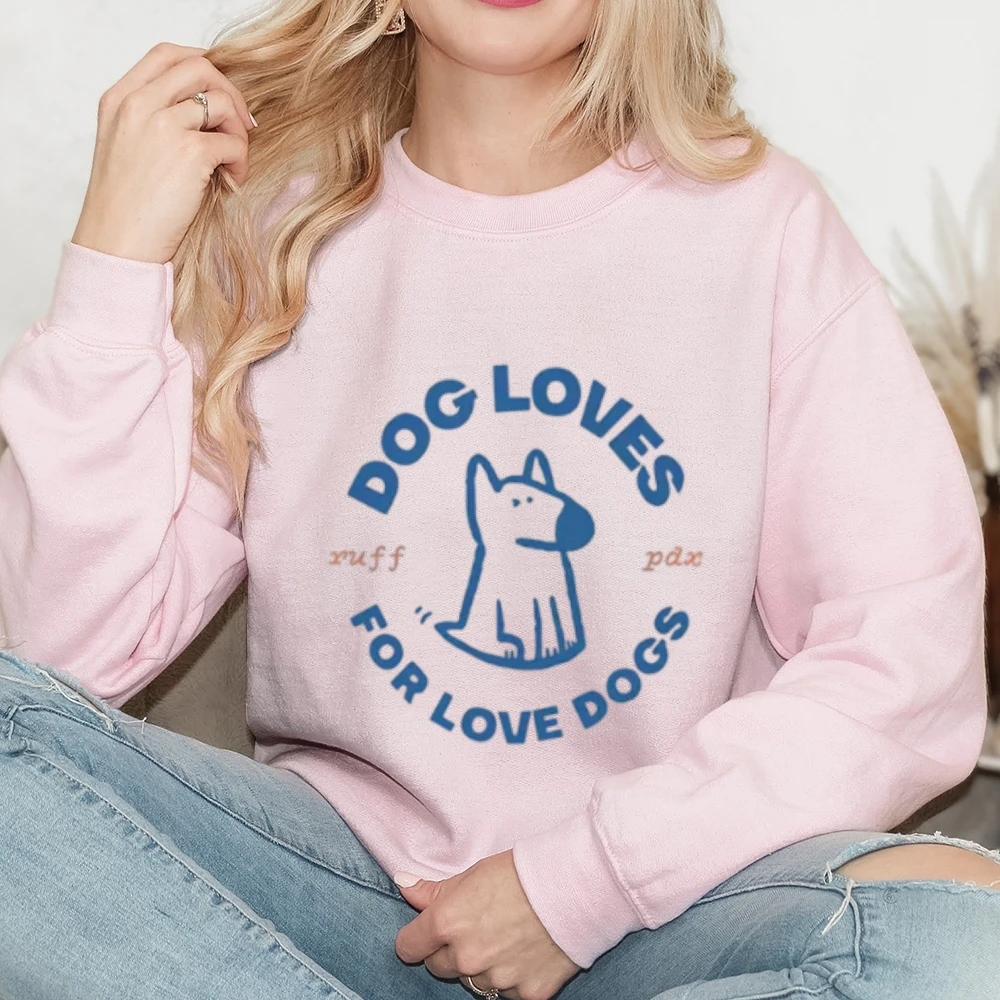 Y2K ملابس نسائية جرافيك ياباني نمط هاراجوكو سويت شيرت متكامل Y2K حرف أزرق جرو طباعة ناعمة ومريحة