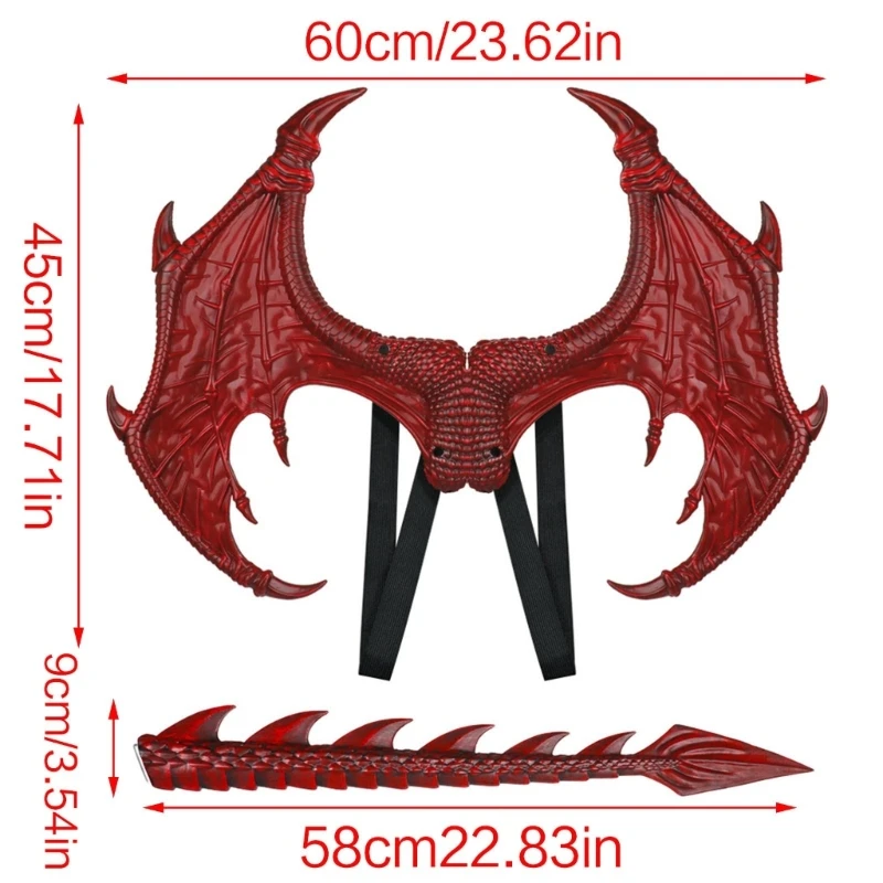 Halloween-draakkostuumset voor jongens, meisjes, drakenvleugels, dinosaurusstaart rekwisieten