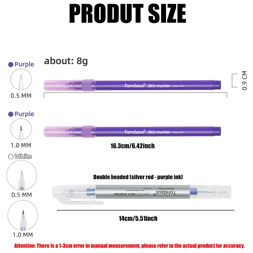 1set Skin Marker Pen Tattoo Tool Pens Professional Surgical Sterile With Ruler For Microblading Tattoo Eyebrow Skin Marker Pen