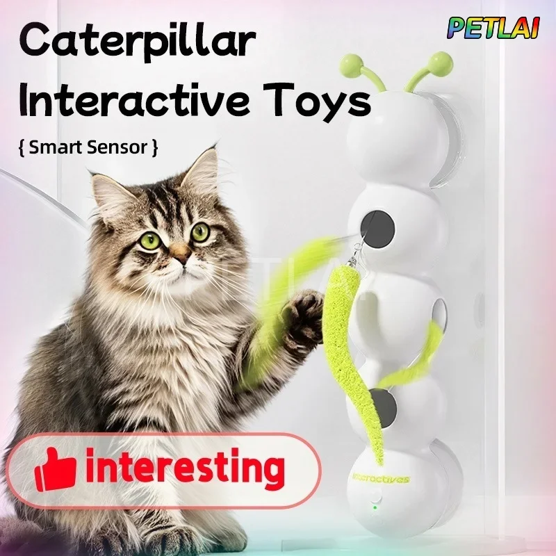 

Electric caterpillar feather tail cat Interactive toy cat teaser stick smart sensing self-entertainment boredom relief play fun