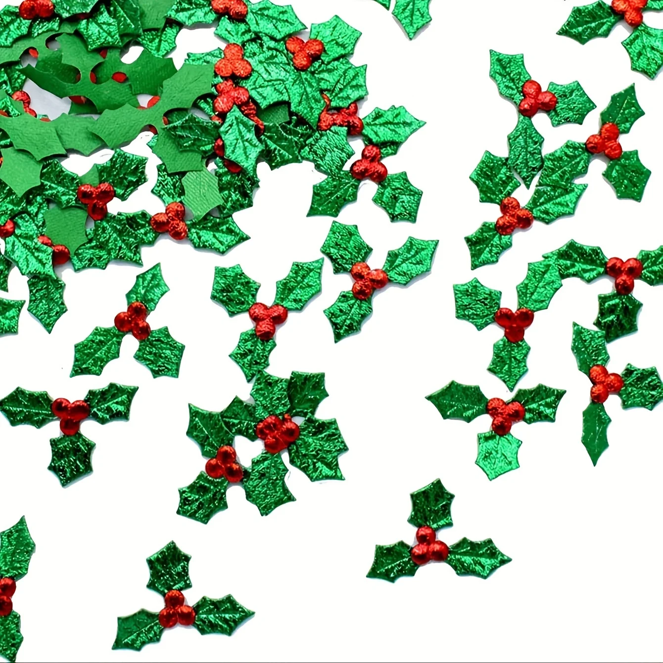 50/100, Boże Narodzenie Czerwone owoce i zielony liść DIY dekoracyjne konfetti Dekoracje świąteczne blat dekoracyjne konfetti