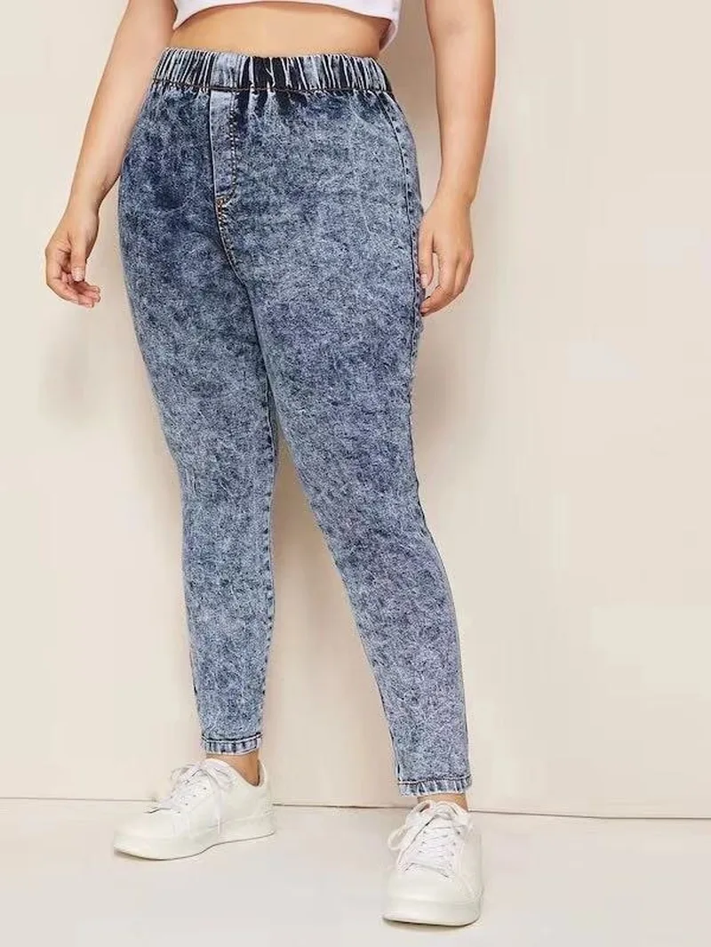 2023 autunno primavera popolare Fashion Design donna fiocco di neve pantaloni lunghi Plus Size Jeans Solid Small Feet Jeans pantaloni Streetwear
