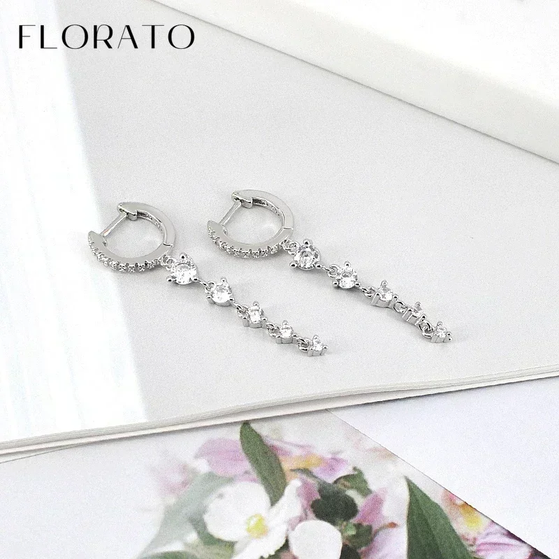 Women Pure Silver Series 925 Sterling Silver Ear Needle Geometric/Butterfly Flowers Pendant hoop Earrings Crystal Zircon Jewelry