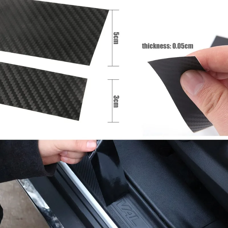 Pegatina mate de fibra de carbono 3D para coche, Tira protectora de pasta DIY, borde de puerta de umbral de coche, cinta antiarañazos, película de protección impermeable