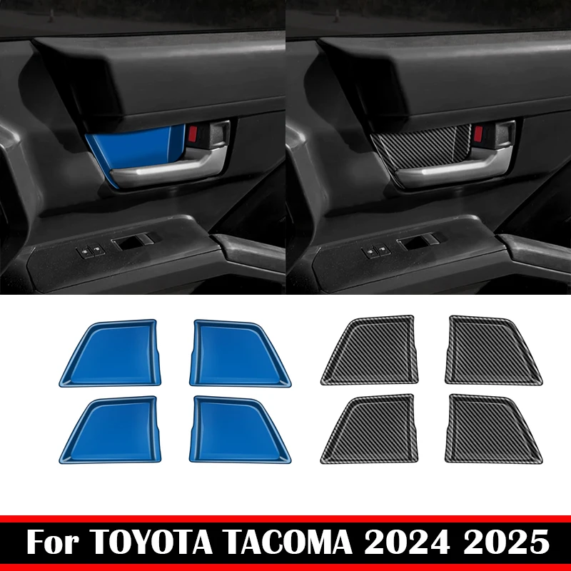 For TOYOTA TACOMA 2024 2025 ABS carbonfiber Inner handle frame patch anti scratch interior door bowl cover sticker accessories