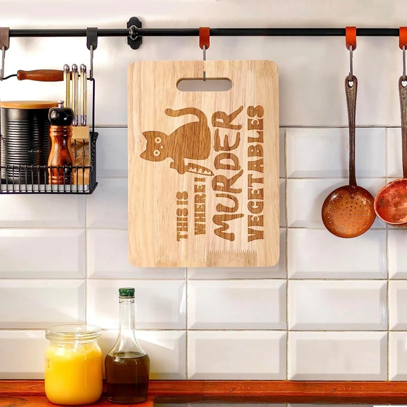 1 PCS Kitchen Chopping Board This Is Where I Murder Vegetable Wooden Food Serving Tray Dethawing Engraved Vegan