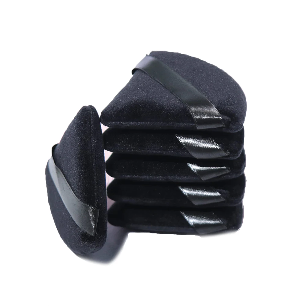 Esponja de polvo suelto para cara ultrasuave, herramientas de maquillaje de belleza Facial de terciopelo triangular, esponja cosmética para base negra y rosa