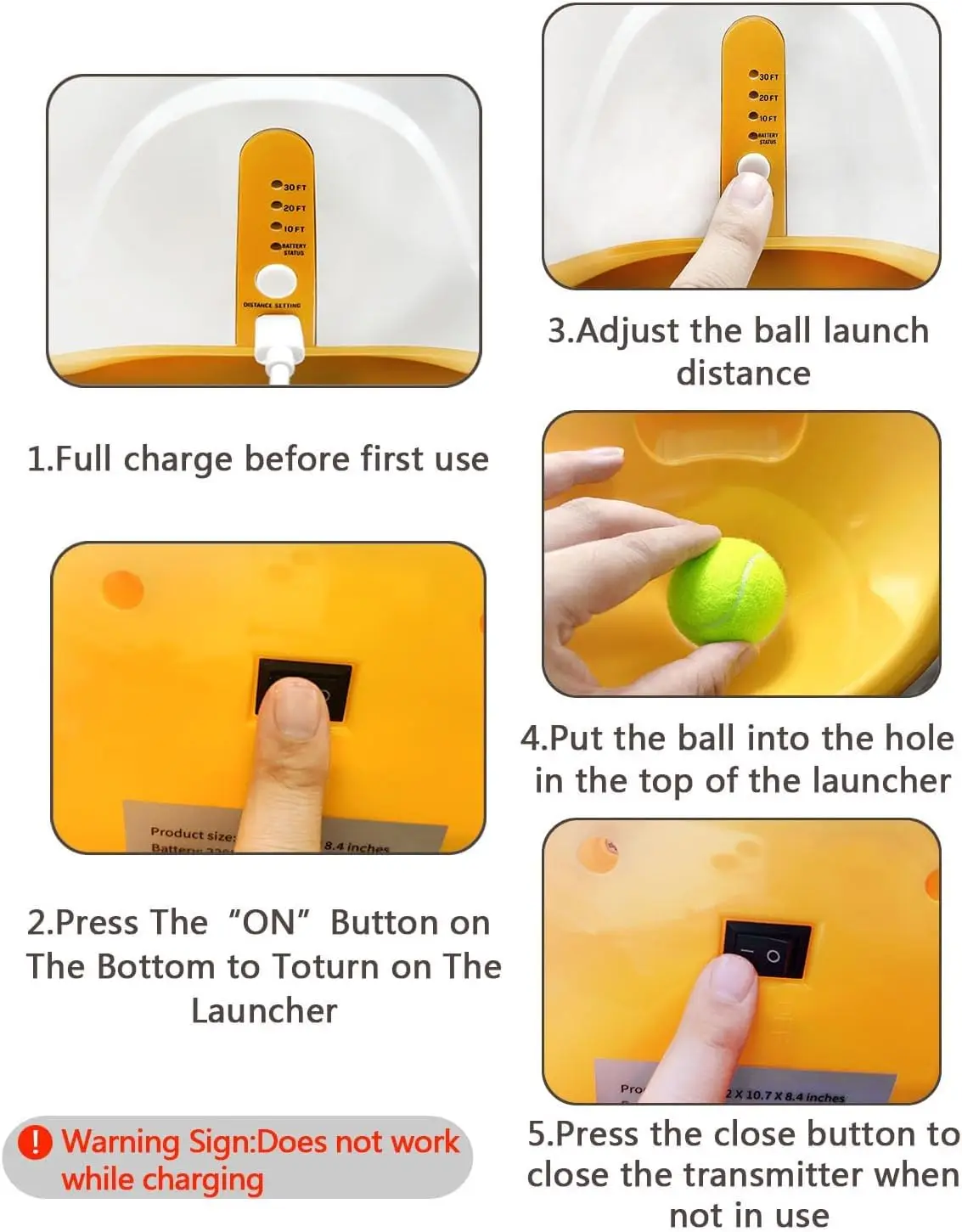 Dog Toy Interactive Automatic Ball Launcher with 6 Tennis Balls Outdoor Thrower Fetch Machine Ball Launcher for Dog USB Charging