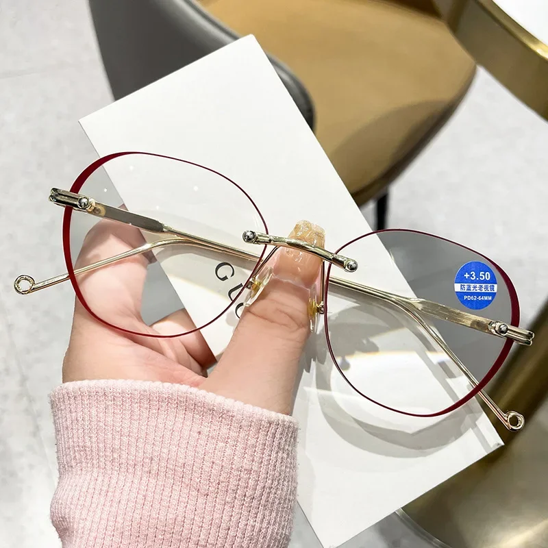 New Gradient Reading Glasses Unisex Women Anti Blue Ray Presbyopia Sunglasses Ladies PC Lens Frame Hyperopia Frameless Eyewear