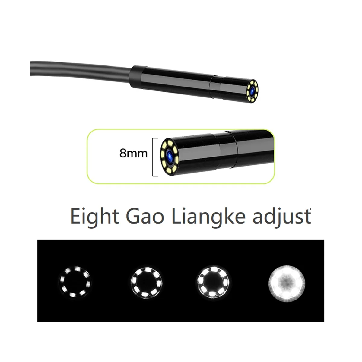 HD Borescope with LED Light 8Mm Lens Pipeline Camera Visual Inspection Camera Video Endoscope 2M Hard