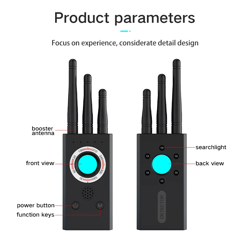 Detector de cámara oculta T16, lente de cámara antirrobo, Protección de Privacidad, escáner de señal RF inalámbrico, localizador GPS, buscador de