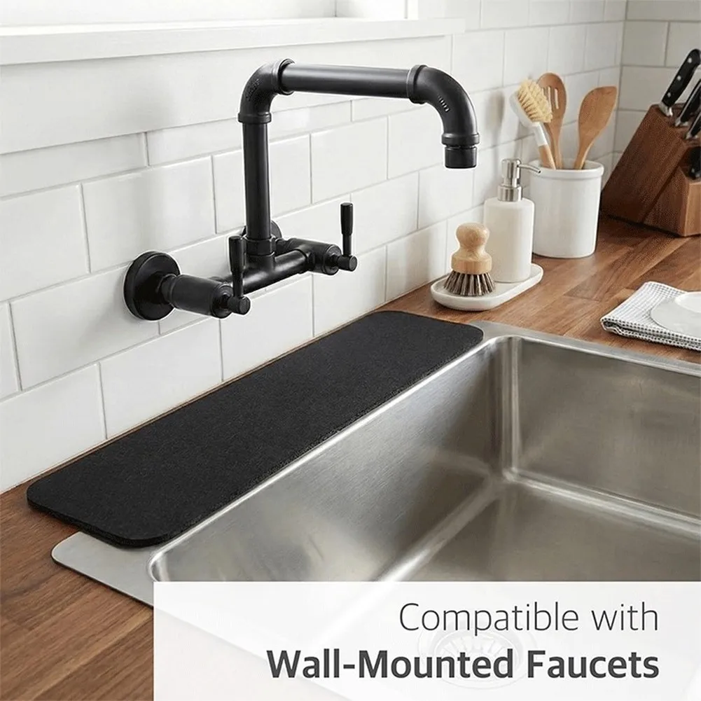 Customizable Faucet Mat for Kitchen Sink with 3-Layer Absorbent Design and Non-Slip Rubber Backing for Splash Protection