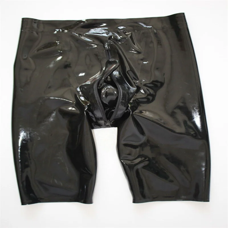 Latex Panties with Sheath Male Underwear Rubber Briefs Mens Sexy Fetish Shorts