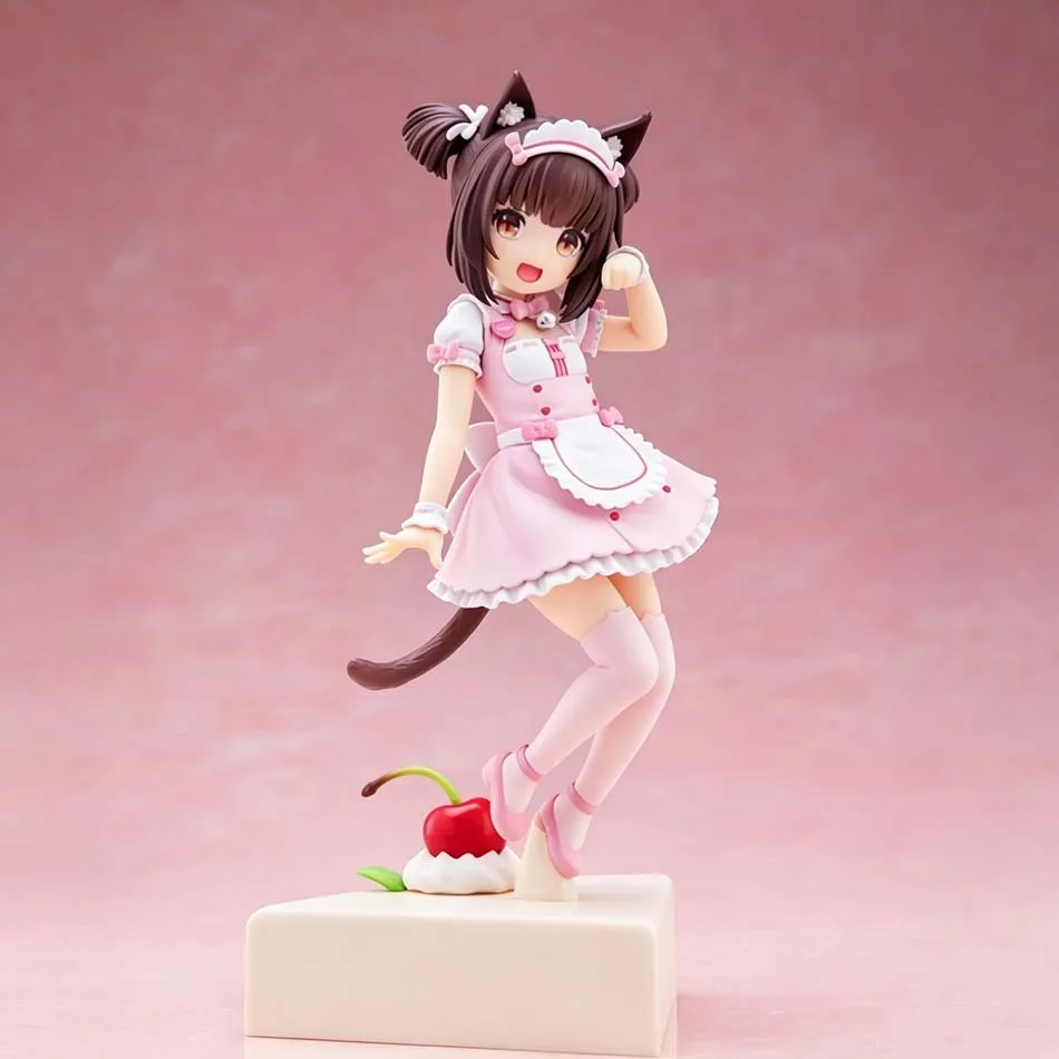 Hot NEKOPARA 18CM Anime Cat Maid Figure - Chocolates Vanilla Cute PVC Collectible Static Doll Pretty Cat Style Model for Kids