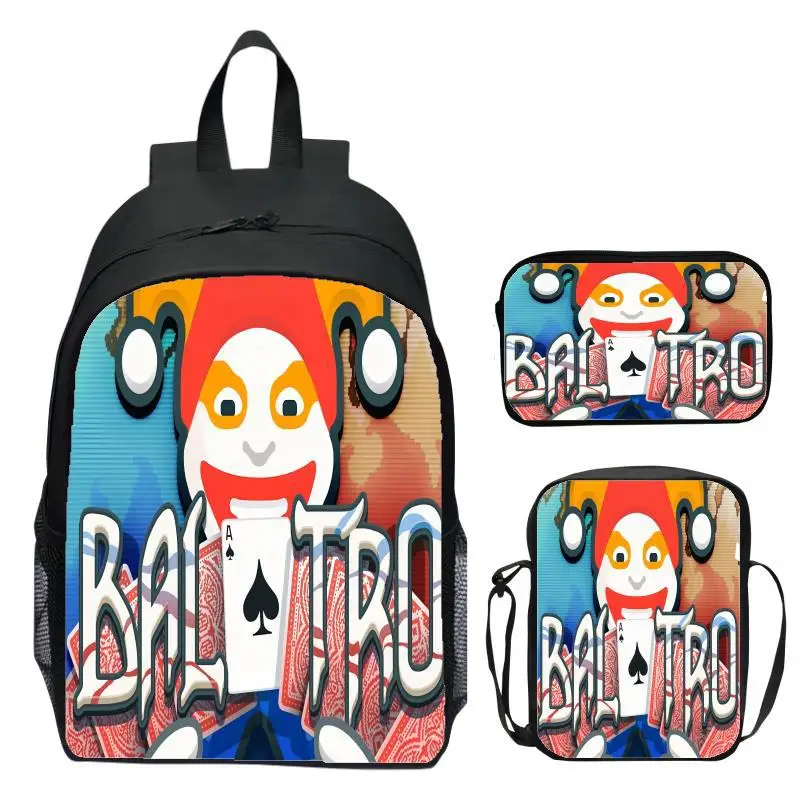 حقيبة ظهر للأطفال مقاس 16 بوصة مكونة من 3 قطع من ماركة Balatro Clown حقيبة ظهر للمدرسة الابتدائية حقيبة كتف مقلمة