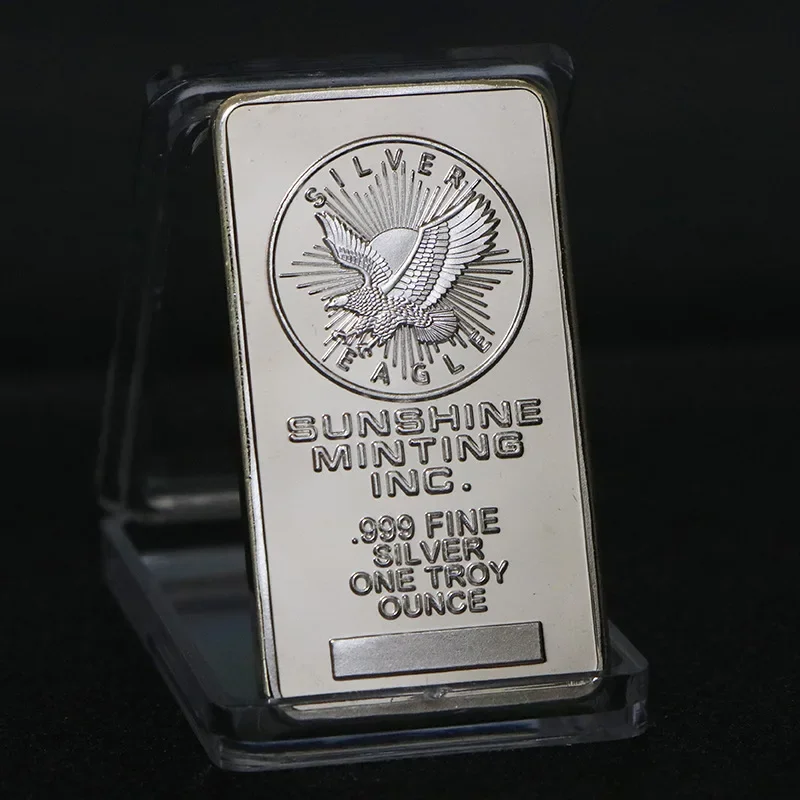 1 Pcs  American Eagle Silver Bullion Bar Sunshine Minting 1 OZ Silvering Badge Metal Coin Collectible Decoration Gift copy