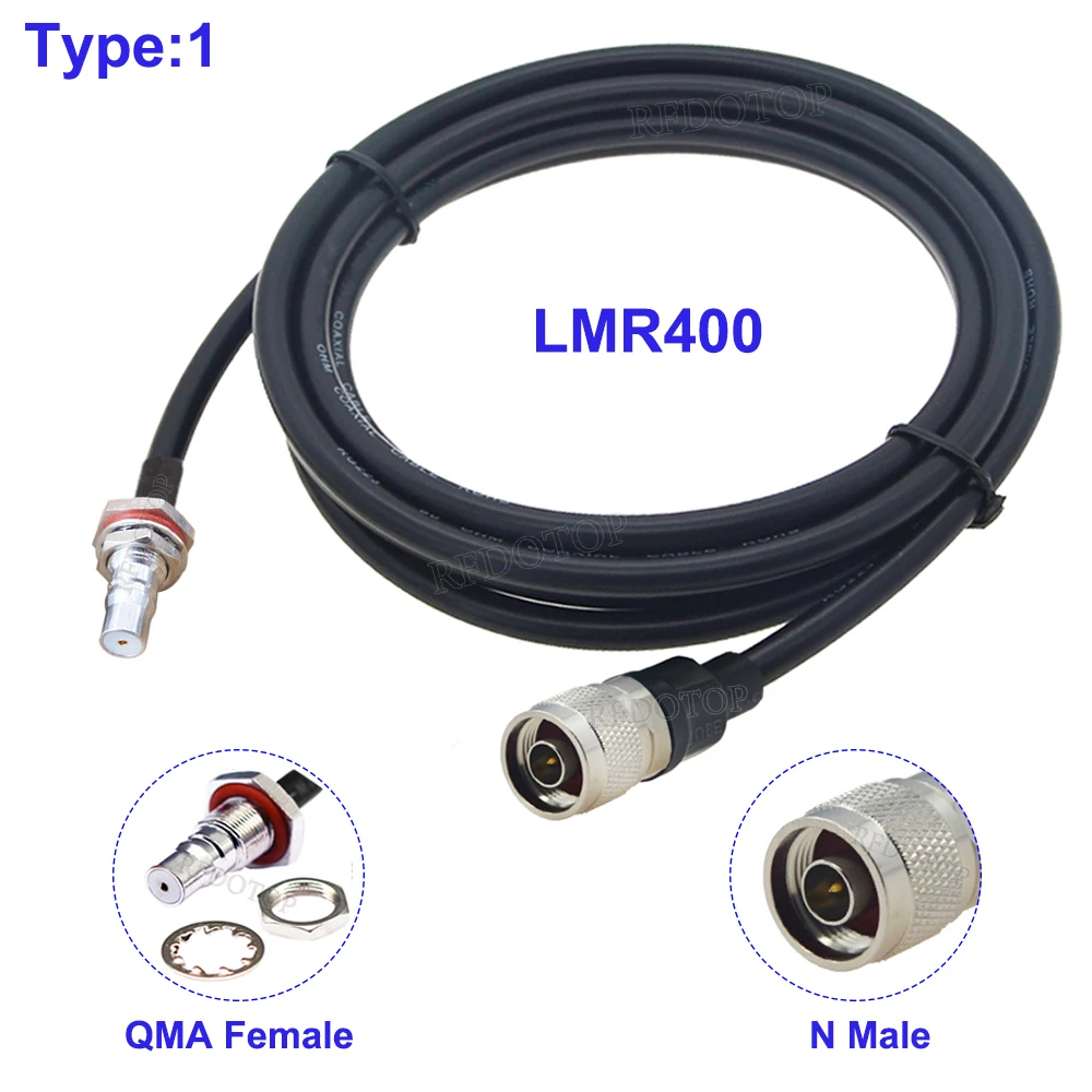 LMR-400 N Male Plug to QMA Female Jack Bulkhead Connector QMA to N Adapter 50-7 50 Ohm Low Loss LMR400 Cable RF Coaxial Jumper