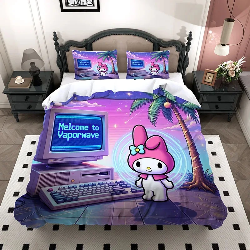 trendy-vaporwave-my-melody-3pcs-duvet-cover-set-3d-retro-computer-microfiber-for-girls-bedroom-decor