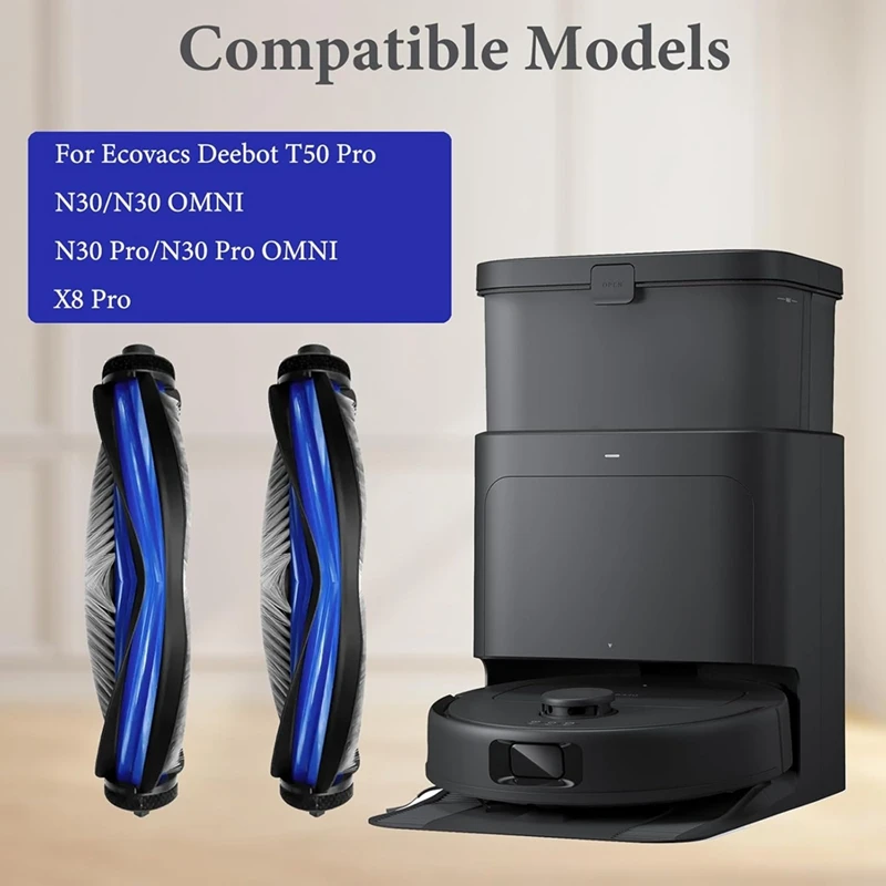 2 قطعة فرشاة الأسطوانة استبدال ل Ecovacs Deebot T50 Pro/N30 Pro/N30/N30 Omni/ N30 Pro Omni/X8 Pro أجزاء المكنسة الكهربائية